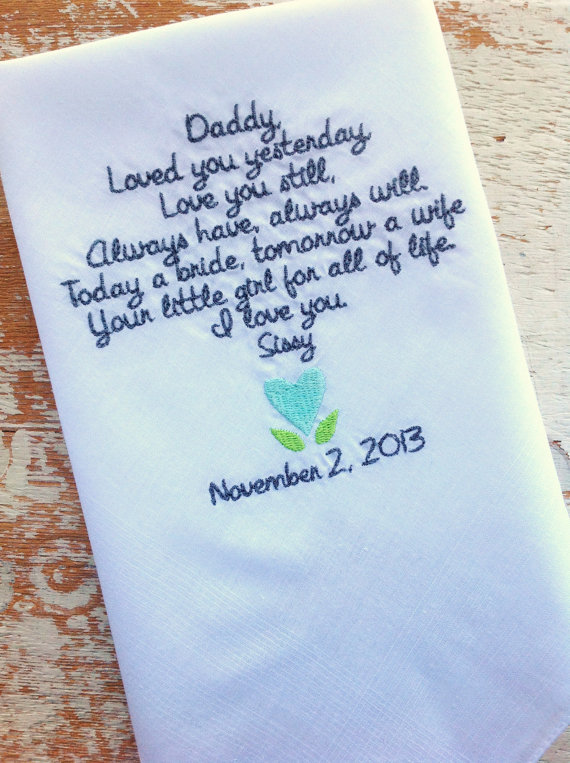 Pañuelo con un mensaje personalizado para el papá de la novia