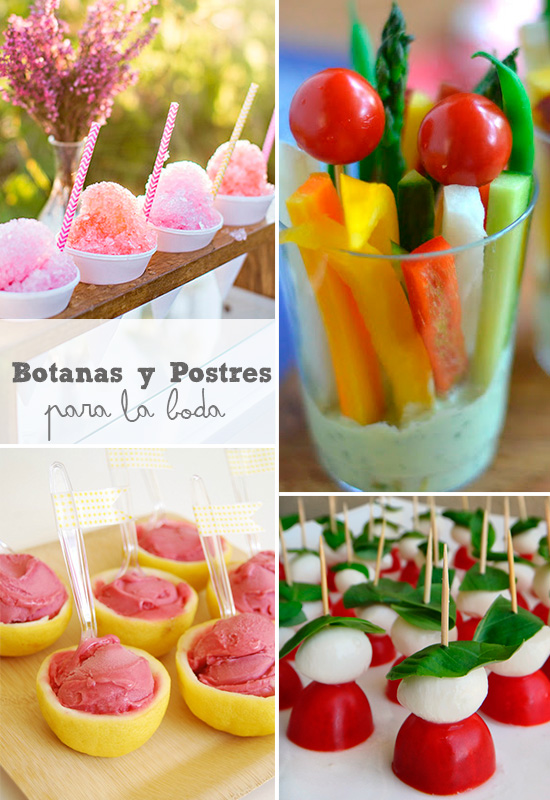 Ideas de Botanas y postres para los invitados de la Boda